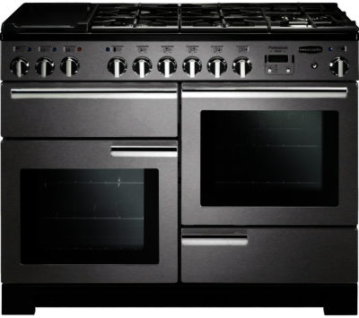 RANGEMASTER  Professional Deluxe 110 Dual Fuel Range Cooker - Stainless Steel & Chrome